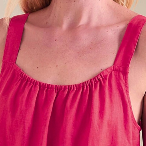 EILEEN FISHER Organic Linen Mid Cami Dress Sundress Sz Medium Geranium Pink NWT - Picture 6 of 9